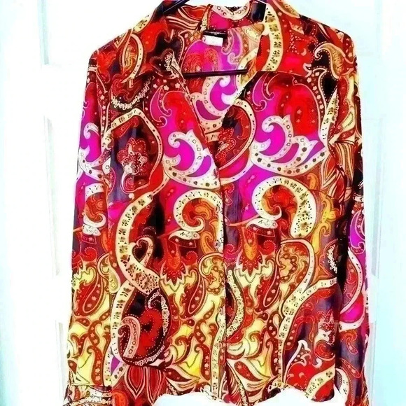 COPY - TAILOR B. MOSS SILKY PINK MAUVE BLOUSE SIZE LARGE - Picture 2 of 12